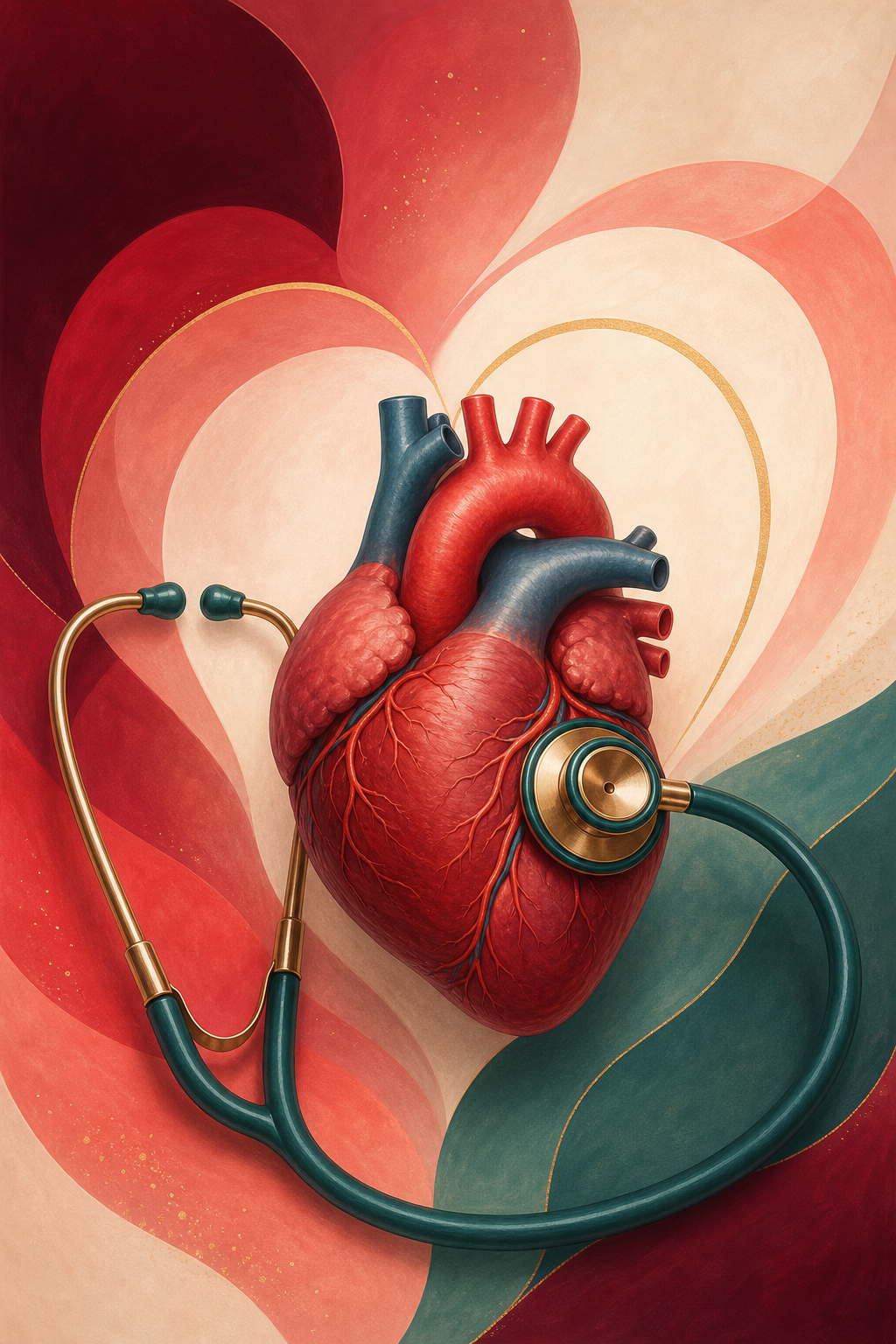 A stethoscope listening to a human heart